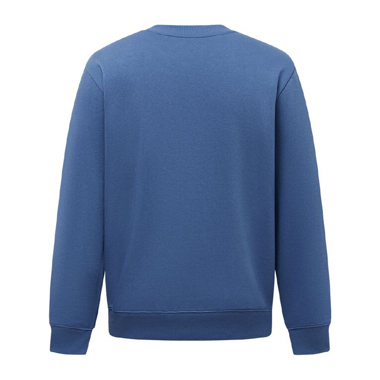 H&H Men's Plain Crew Sweatshirt, Blue Mid, hi-res