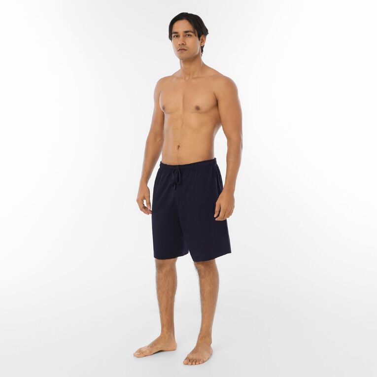H&H Men's Knit Pyjama Shorts, Blue Dark, hi-res