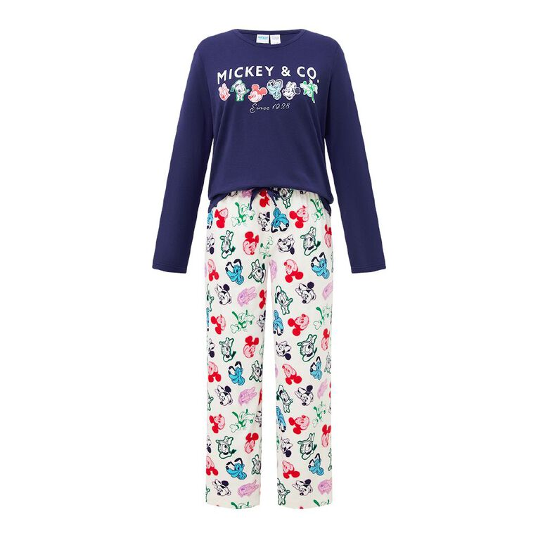 Mickey Mouse Women's Knit Flannel Pyjama Set, Blue, hi-res
