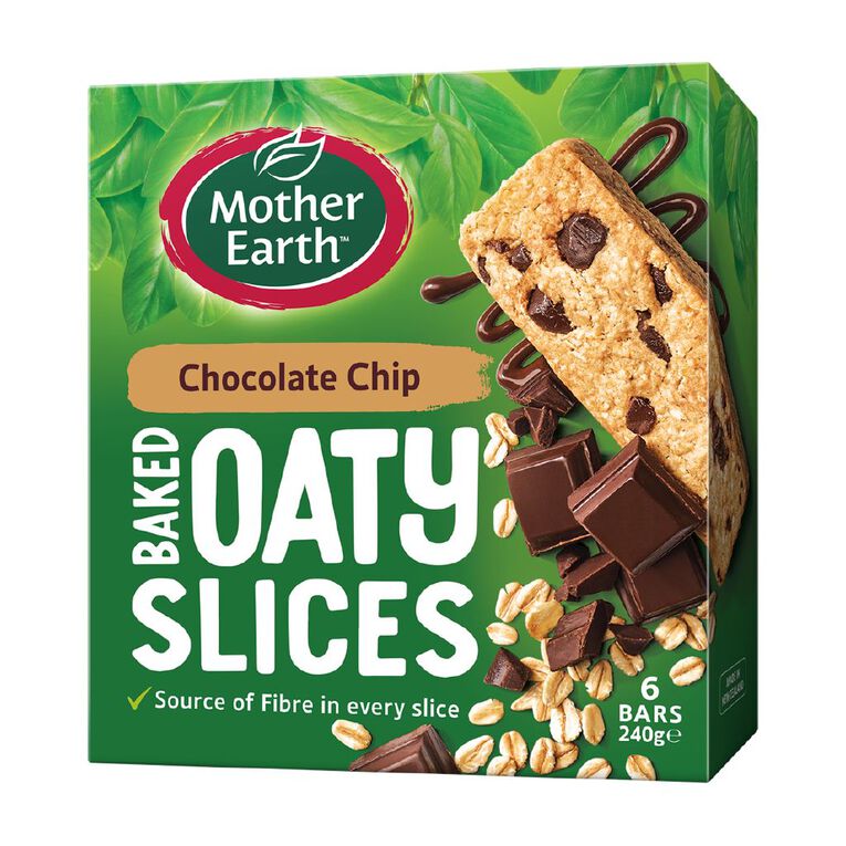 Mother Earth Baked Oaty Slice Choc Chip 240g, , hi-res