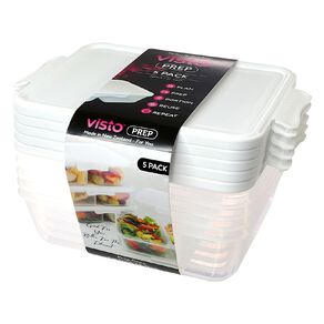 Visto Prep Food Storage Container 5 Pack 1L White