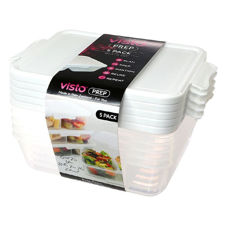 Visto Prep Food Storage Container 5 Pack 1L White, , hi-res