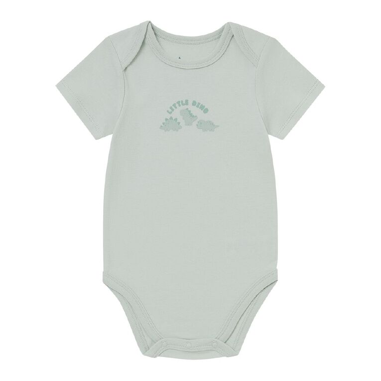 Young Original Babies' Short Sleeve Printed Bodysuit 3 Pack, Blue Light DINO, hi-res
