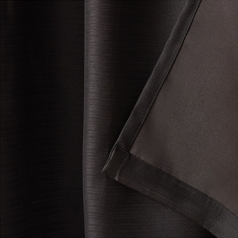 Living & Co Sienna Curtains Black 230-330cm Wide/205cm Drop, , hi-res