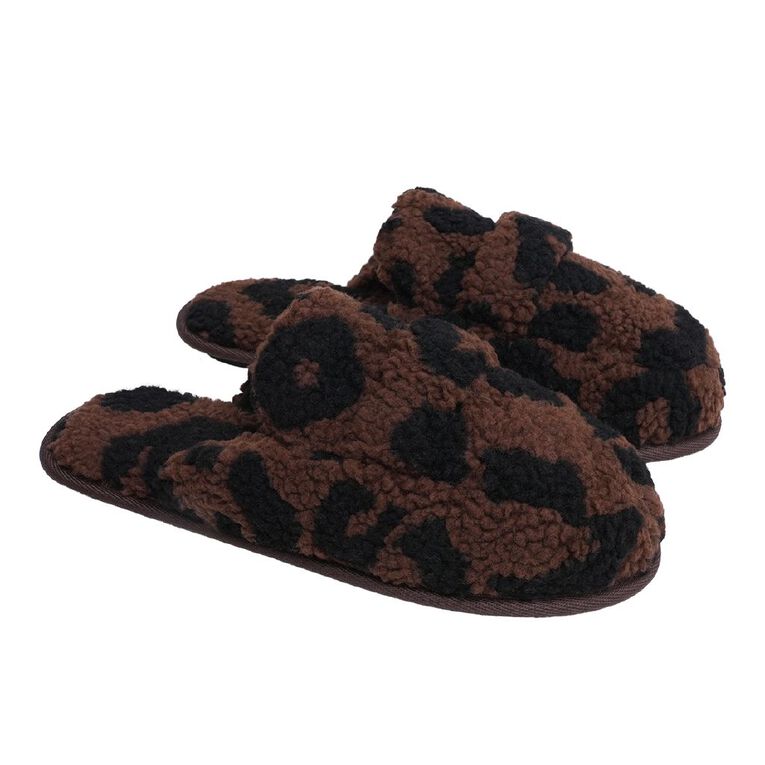 H&H Women's Betty Scuff Slippers, Brown Mid, hi-res