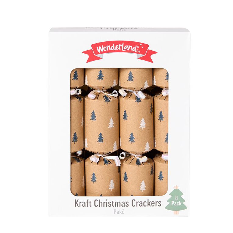 Wonderland Kraft Christmas Crackers Assorted 8 Pack, , hi-res