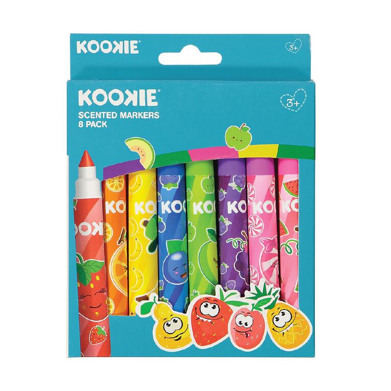 Kookie Scented Markers 8 Pack Multi-Coloured, , hi-res