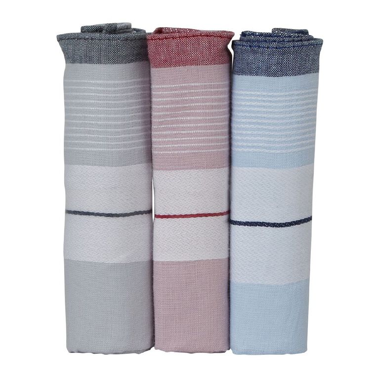 H&H Borders Handkerchief 3 Pack, Red Dark W25, hi-res