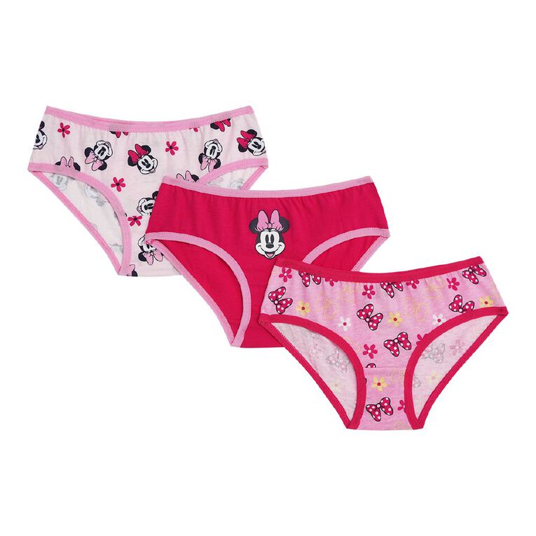 Minnie Mouse Girls' Briefs 3 Pack, Pink Mid, hi-res