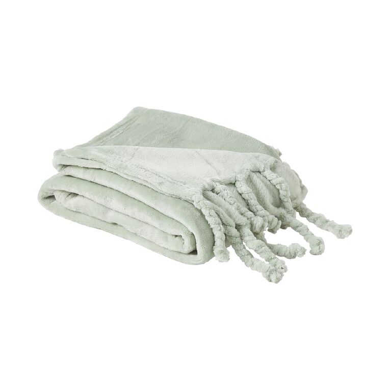 Living & Co Throw Plush Green Light 127cm x 152cm, , hi-res