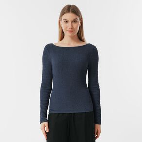 H&H Women's Long Sleeve Textured Knit Top