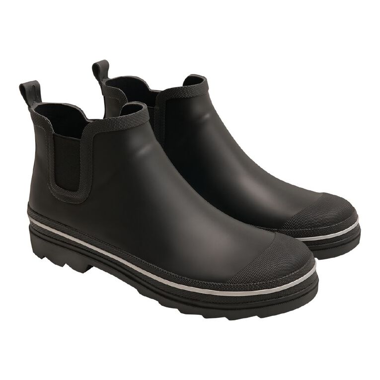 H&H Men's Ankle Rubber Gumboots, Black, hi-res