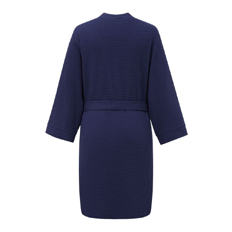 H&H Women's Waffle Robe, Blue Dark, hi-res