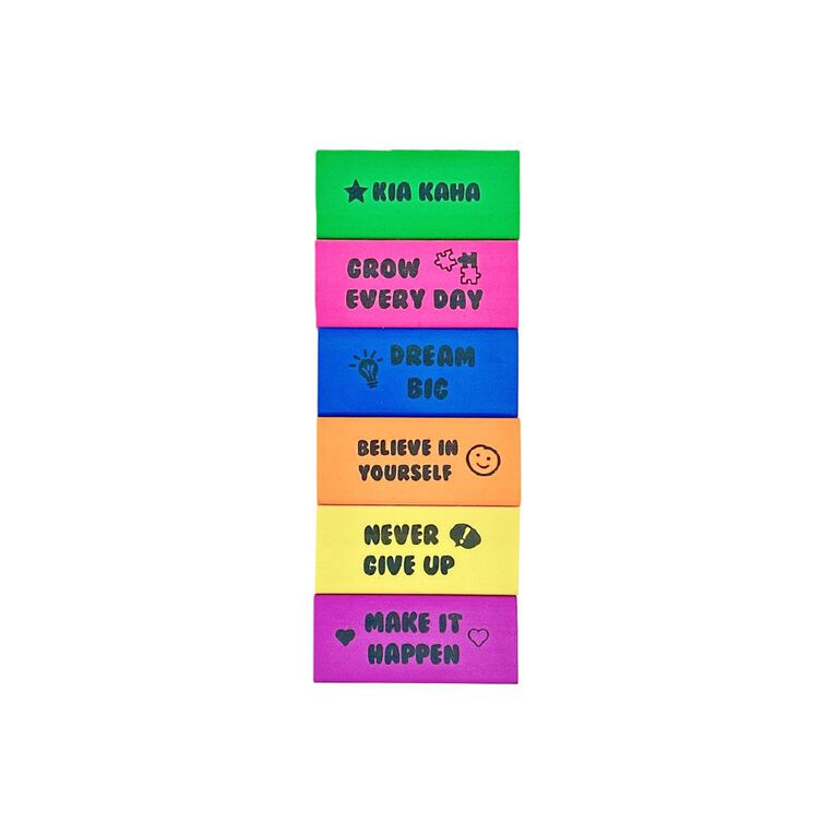 WS Peppy Erasers Assorted Colours Assorted 6 Pack, , hi-res