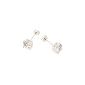 Sterling Silver White CZ Stud Earrings 6mm