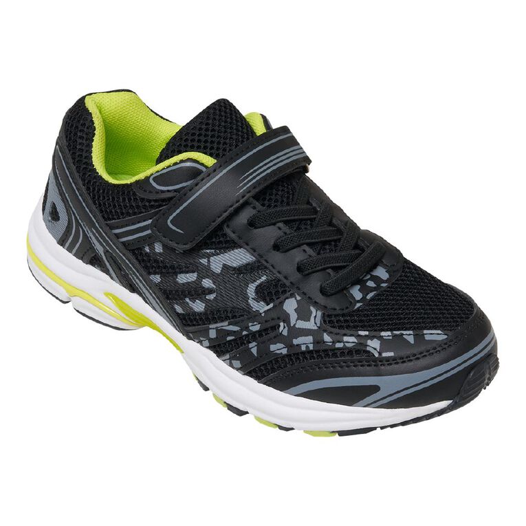 Active Intent Senior Kids' Tam Trainers, Black/Yellow S26, hi-res