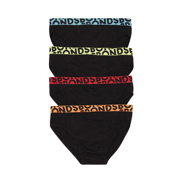B FOR BONDS Men's Logo Briefs 4 Pack, Black, hi-res