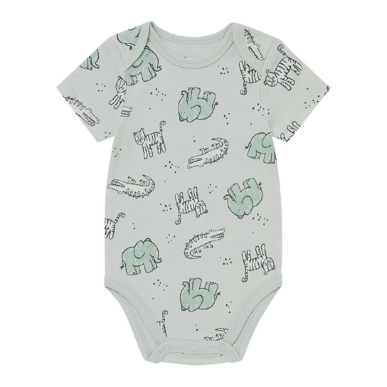Young Original Babies' Short Sleeve Printed Bodysuit 3 Pack, Grey Light, hi-res