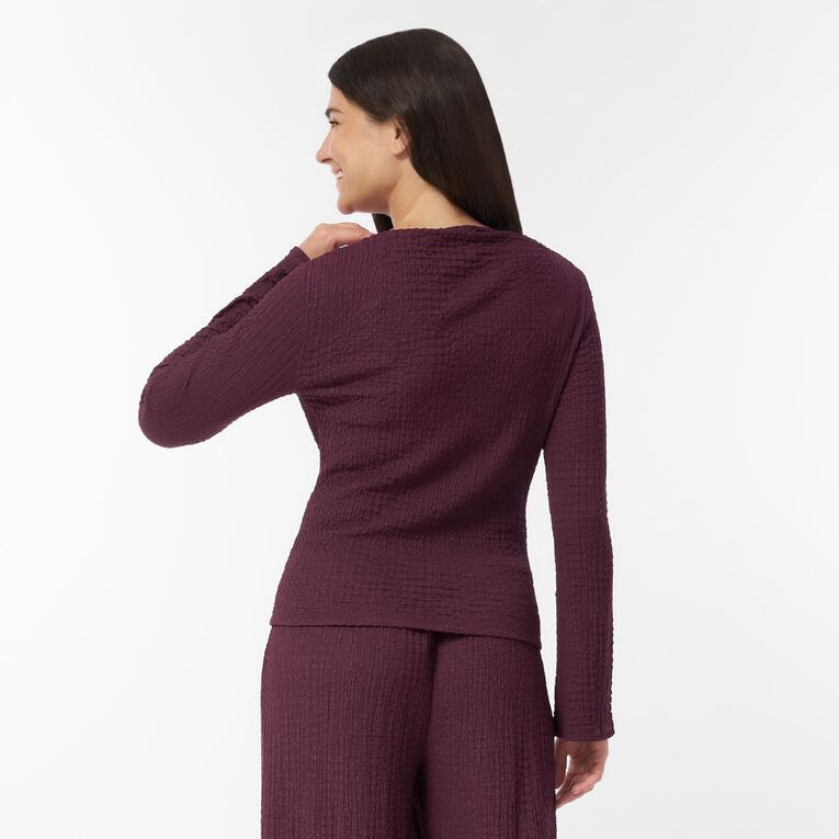 H&H Women's Long Sleeve Crinkle Top, Red Dark, hi-res