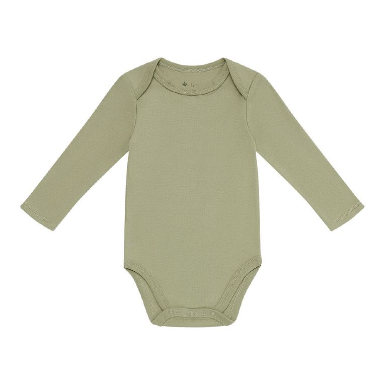 Young Original Babies' Long Sleeve Printed Bodysuit 3 Pack, Green Light, hi-res