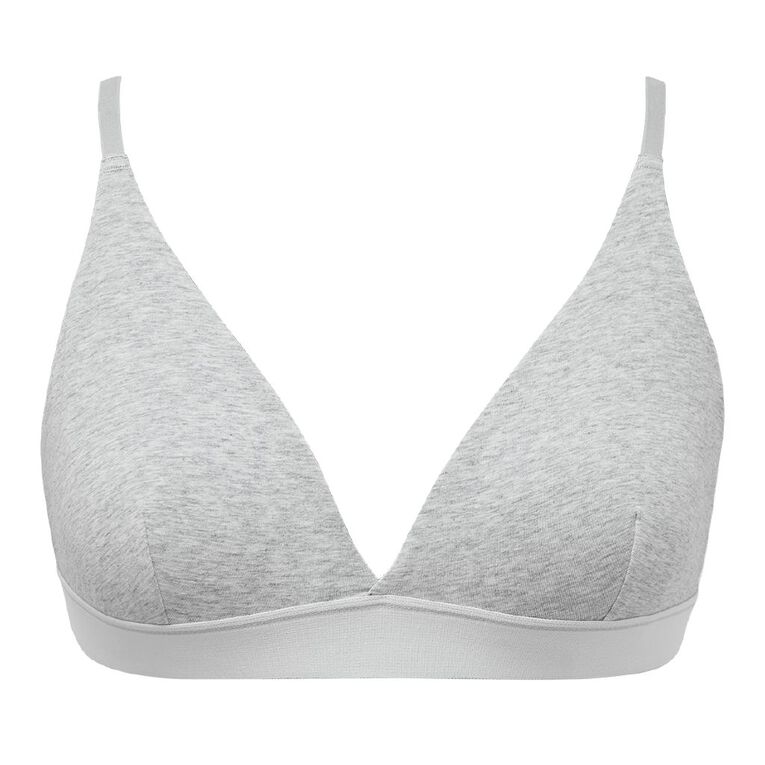 H&H Women's Basic Wide Band Bralette, Grey Marle, hi-res