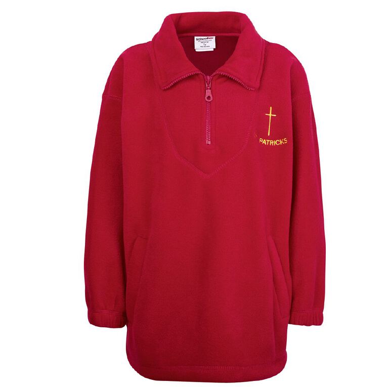 Schooltex St Patrick's Invercargill Polar Fleece Top with Embroidery, Red Mid, hi-res