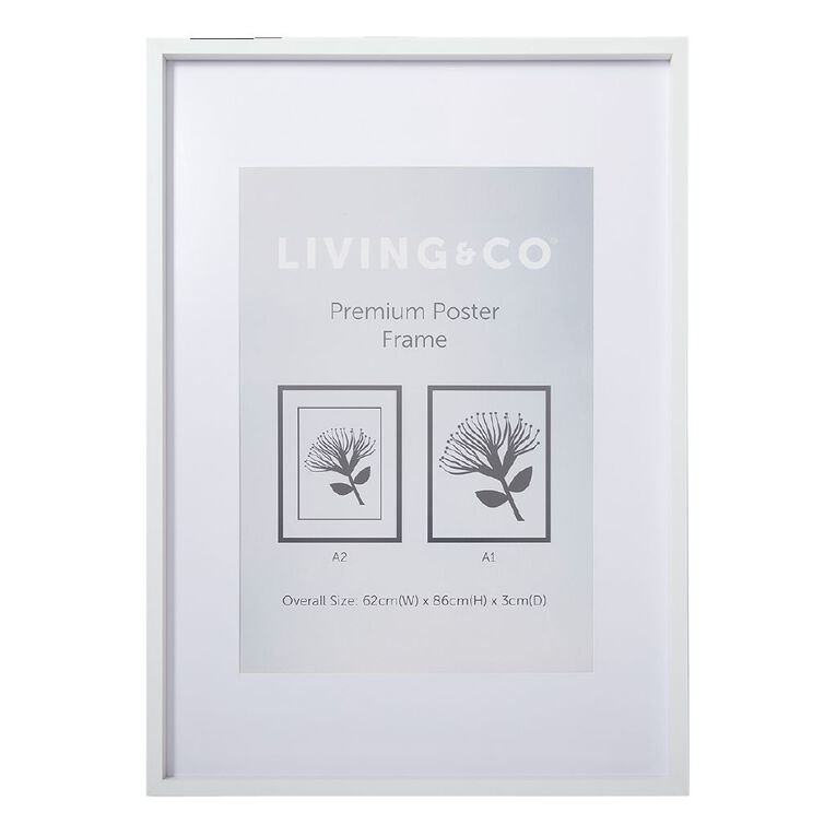 Living & Co Premium Poster Frame A1/A2 White A1, White, hi-res