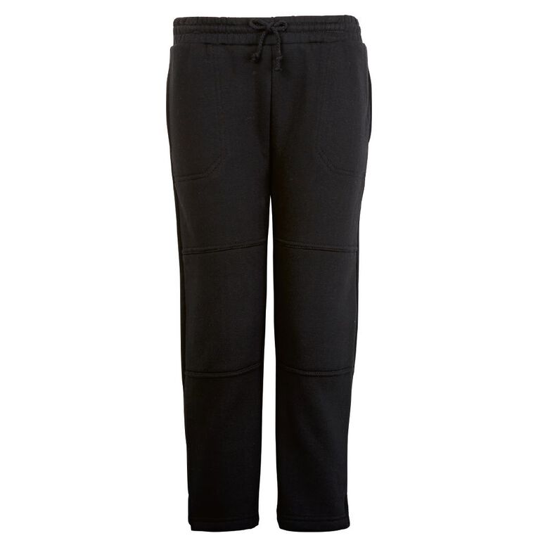 Schooltex Straight Leg Fleece Trackpants, Black, hi-res