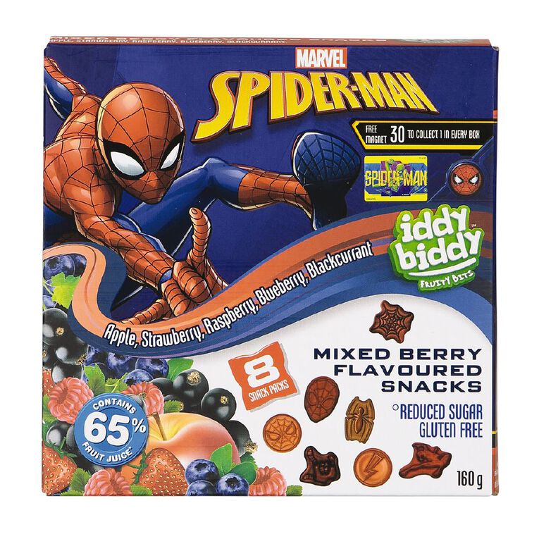 Marvel Spiderman Iddy Biddy Fruit Snacks 8 Snack Packs 160g The Warehouse