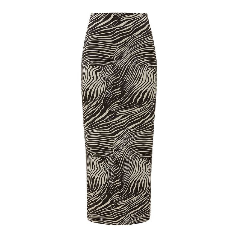 H&H Women's Contour Printed Maxi Skirt, Brown Dark, hi-res