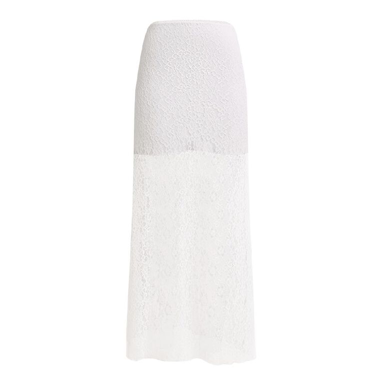 BRDRLESS Abby Lace Maxi Skirt, White, hi-res