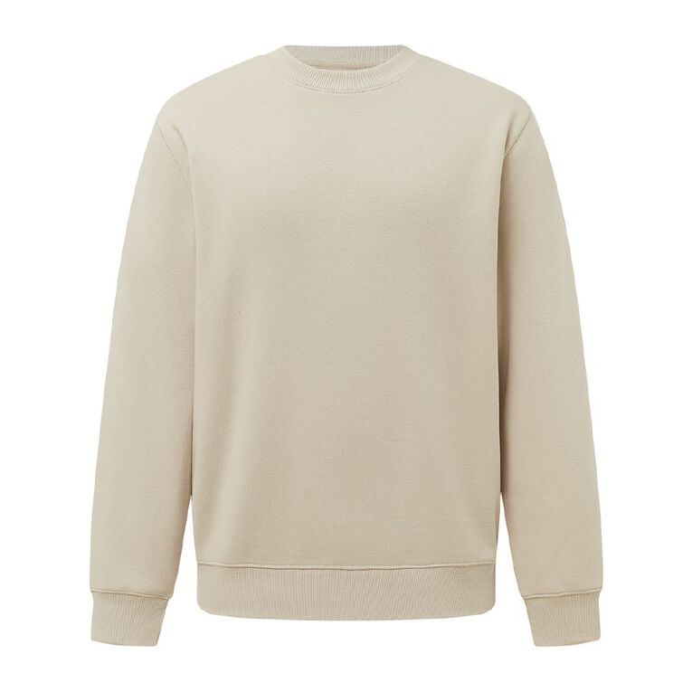 H&H Men's Plain Crew Sweatshirt, Brown Light, hi-res