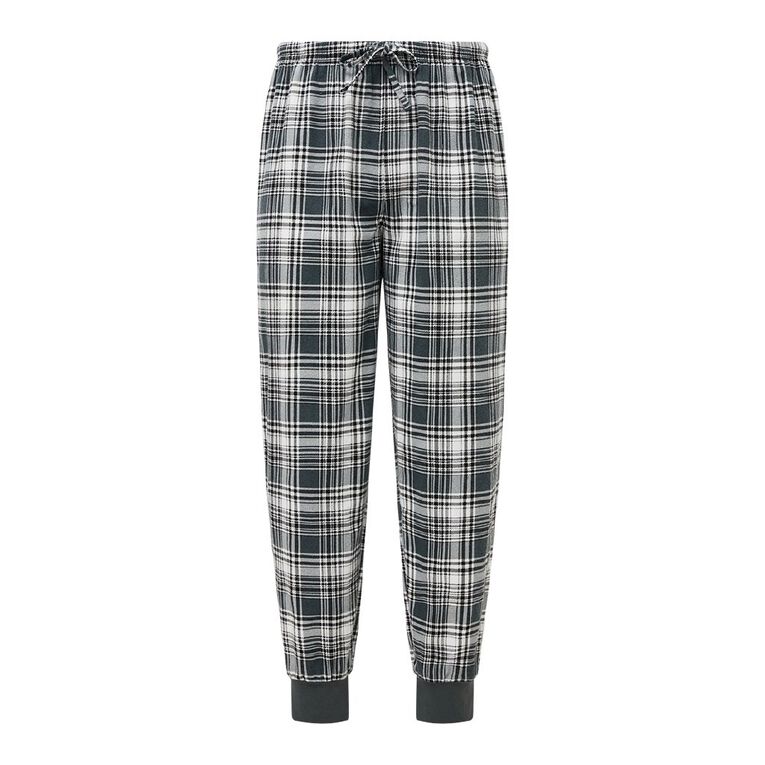 H&H Men's Flanelette Cuffed Pyjama Pants, Grey Dark, hi-res