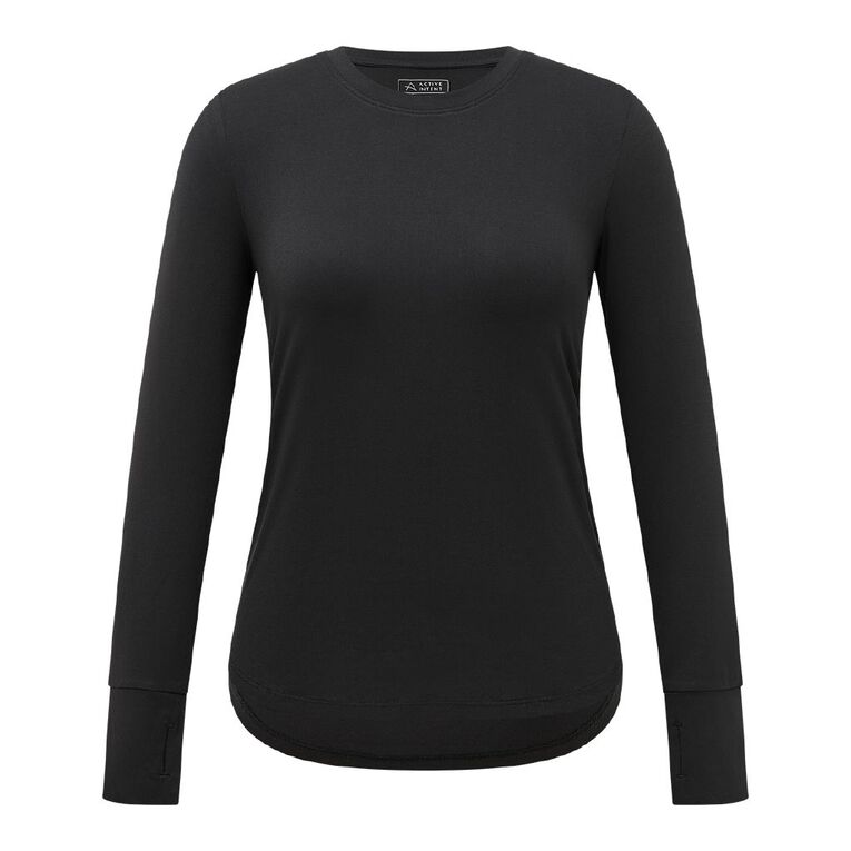 Active Intent Women's Active Longsleeve Tee, Black, hi-res