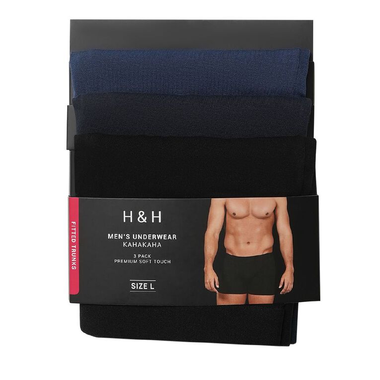 H&H Men's Comfort Trunks 3 Pack, Blue Dark, hi-res