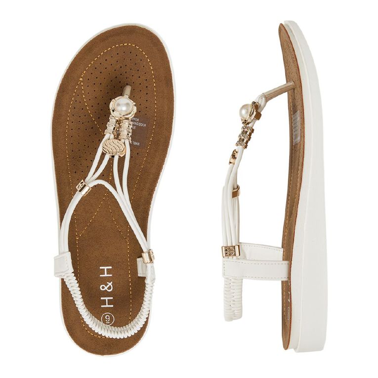 H&H Women's New Bling T-Bar Sandals, White, hi-res