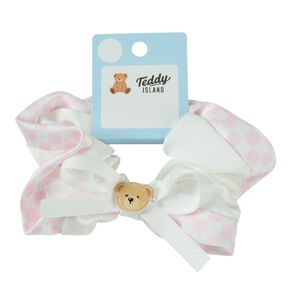 Teddy Island Satin Scrunchie Pink & White