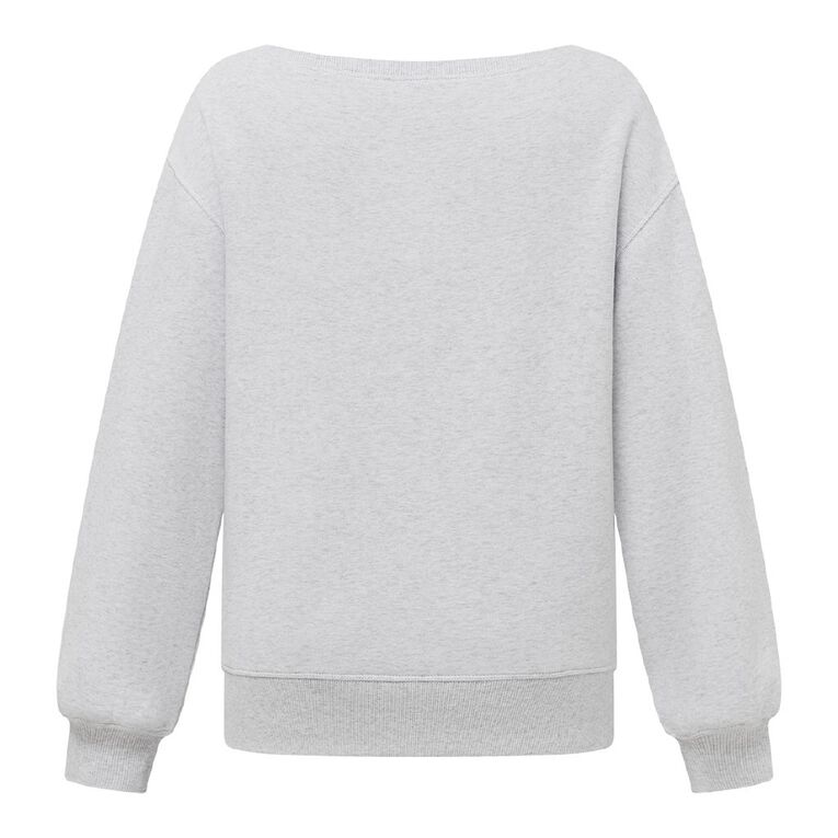 H&H Women's Long Sleeve Off Shoulder Sweat, Grey Light, hi-res