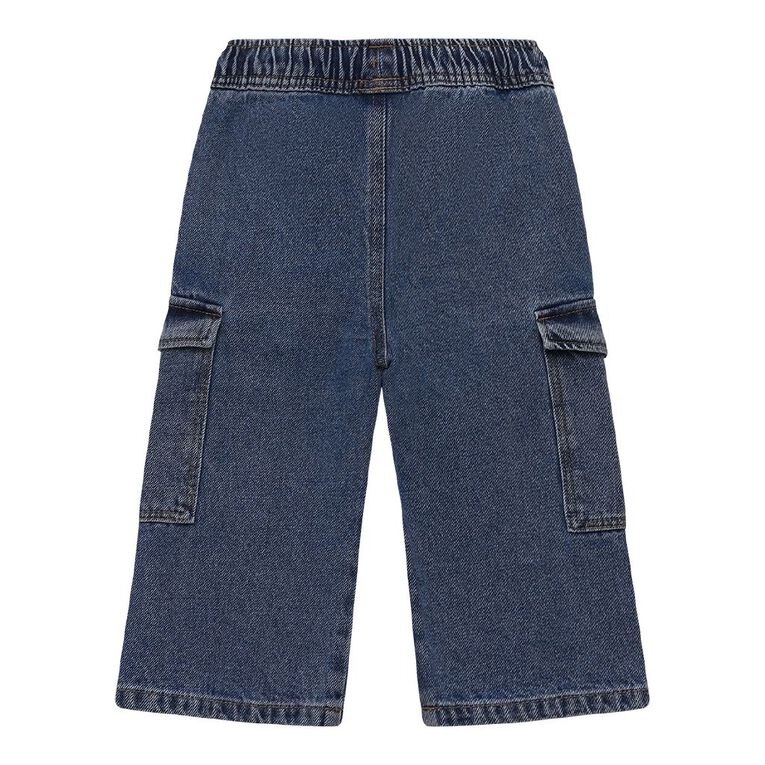Young Original Toddler Wide Leg Cargo Jeans, Blue Mid, hi-res