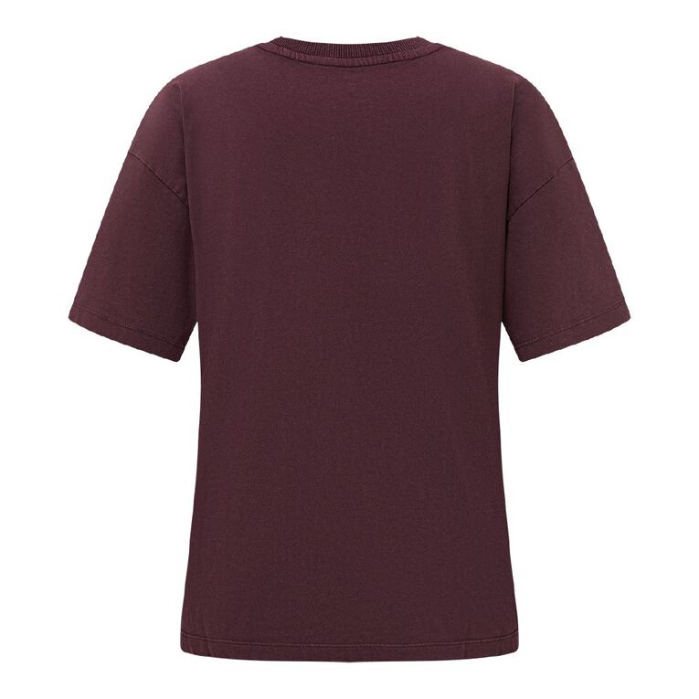 H&H Women's Short Sleeve Boyfriend Graphic Tee, Brown Dark DEC CHOC, hi-res