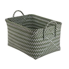 Living & Co Rectangle Plastic Woven Basket Green