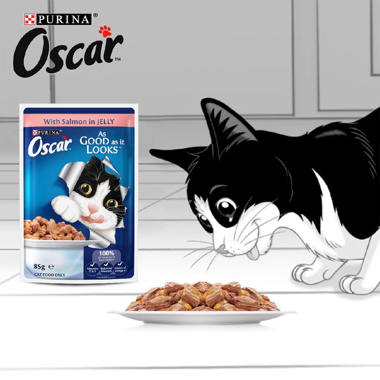Oscar Agail Adult Salmon in Jelly Wet Cat Food Pouch 85g, , hi-res