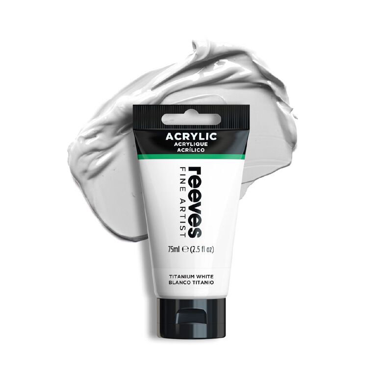 Reeves Fine Acrylic Paint Titanium White 75ml, , hi-res