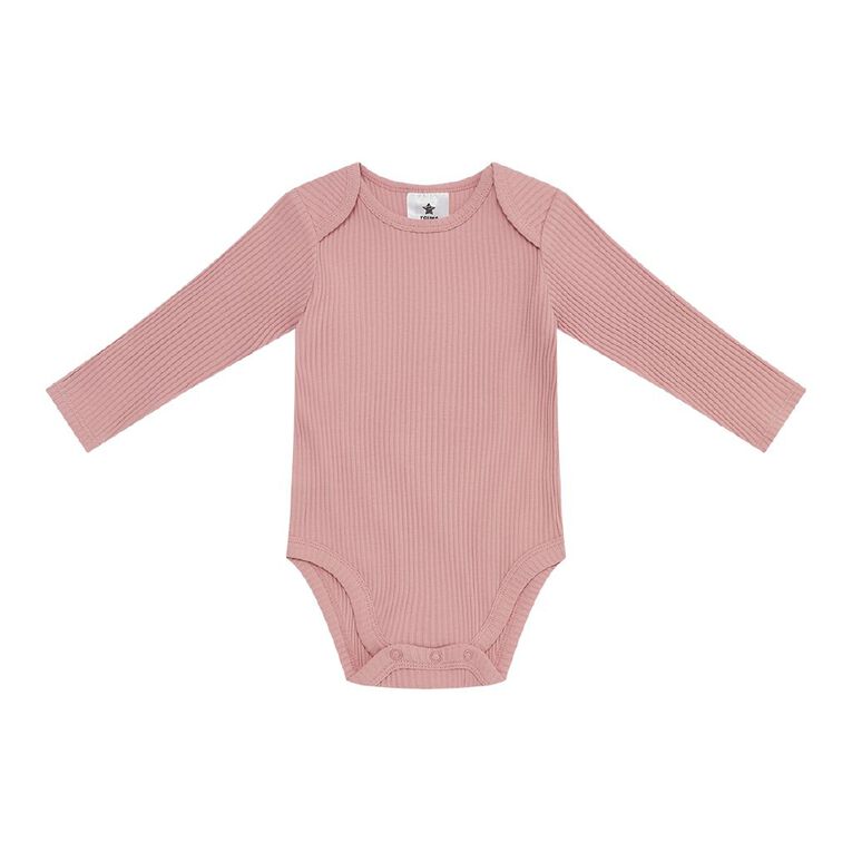 Young Original Baby's Long Sleeve Rib Bodysuit 3 Pack, Pink Mid, hi-res