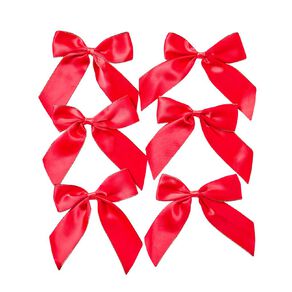Wonderland Satin Bow Christmas Decoration Red 6 Pack