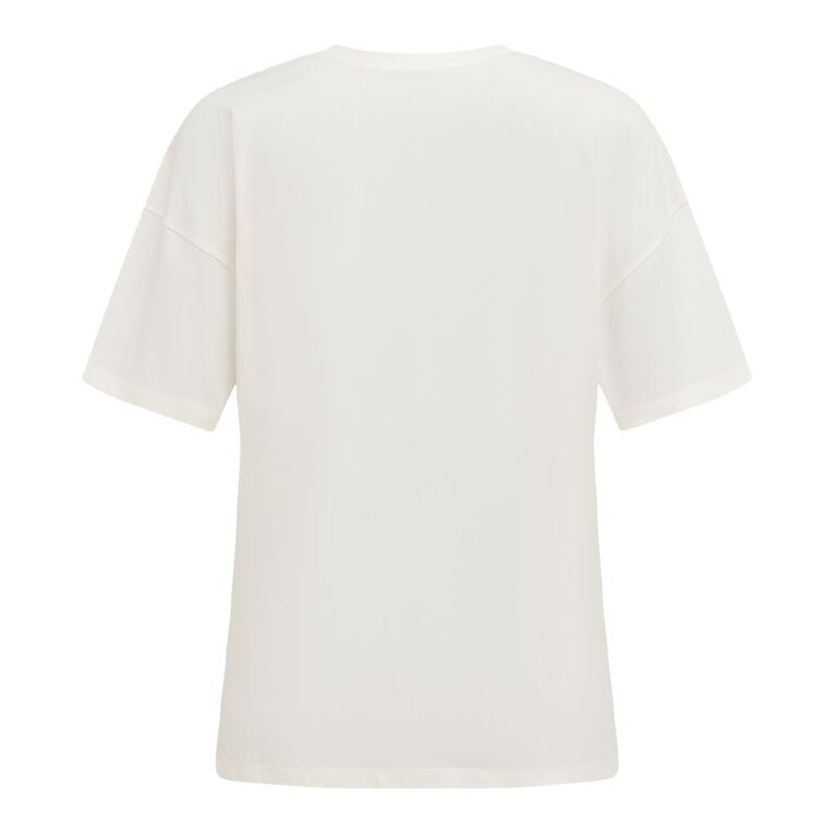 H&H Women's Short Sleeve Boyfriend Graphic Tee, Cream, hi-res