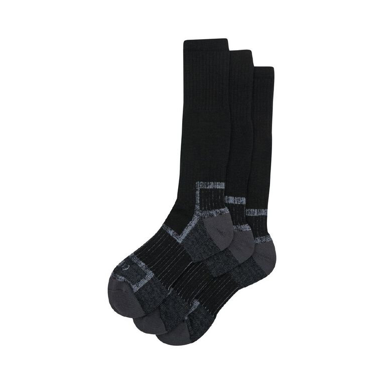 Rio Men's Work Socks 3 Pack, Black, hi-res