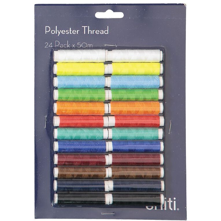 Uniti Polyester Thread 24 Pack x 50m Multi-Coloured, , hi-res