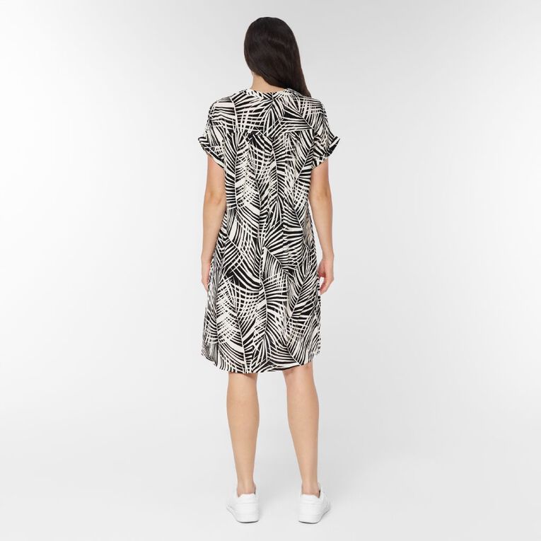 H&H Women's Short Sleeve Popover Tunic, Black/White, hi-res