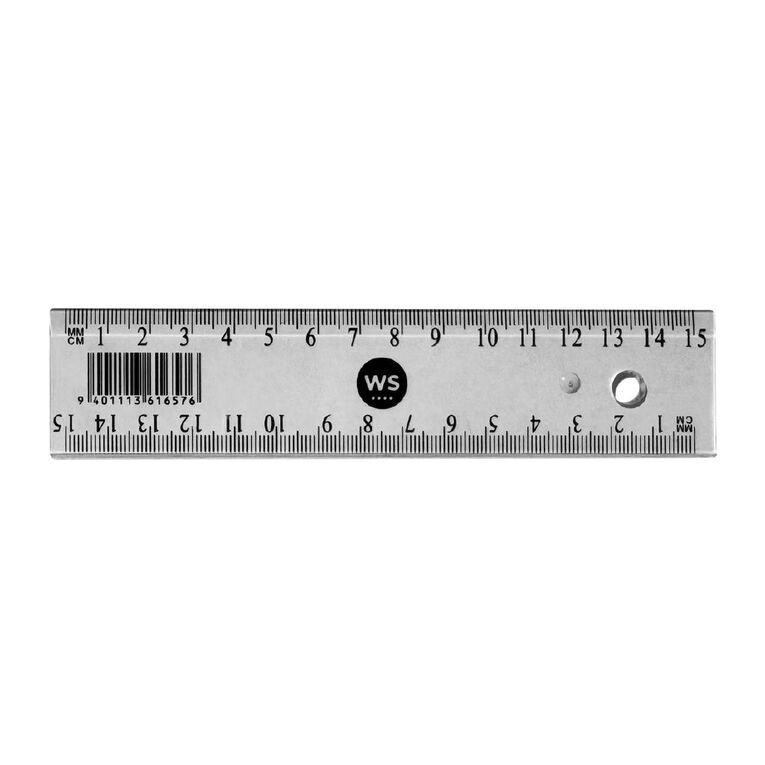 WS Plastic Ruler 15cm Clear, , hi-res